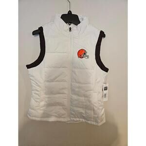 NFL Team Apparel Cleveland Browns Womens White Puffer Vest M NFL Logo NWT
